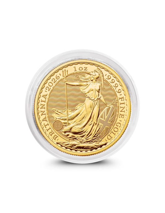 2026 1oz Gold Britannia coin from The Royal Mint, Britannia design in capsule