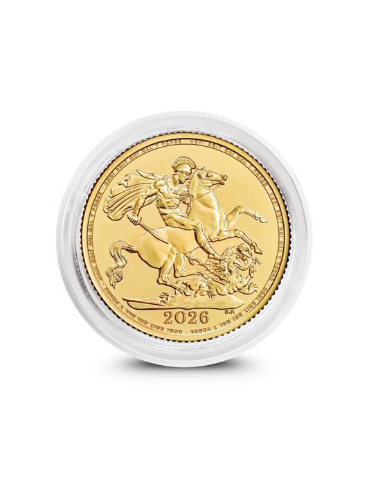 2026 Gold Sovereign coin from The Royal Mint, St George and the Dragon design