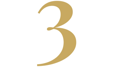 Gold number '3' on a white background