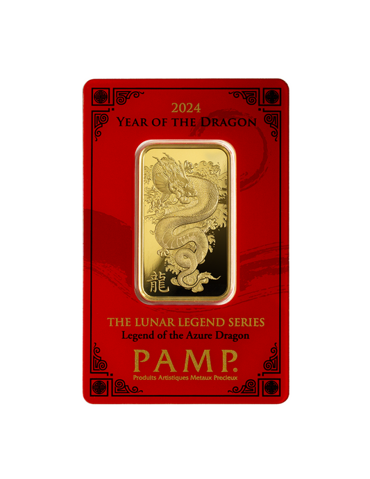 1oz Year of the Dragon - Legend of the Azure Dragon Gold Bar