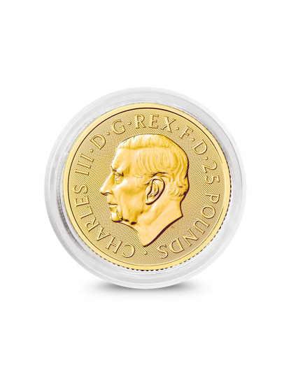 Four Nations quarter ounce gold coin obverse with King Charles III portrait